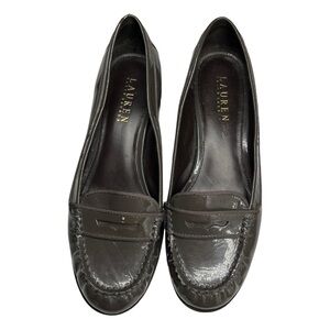 Lauren Ralph Lauren gray leather loafers slip ons 7B preppy casual business work